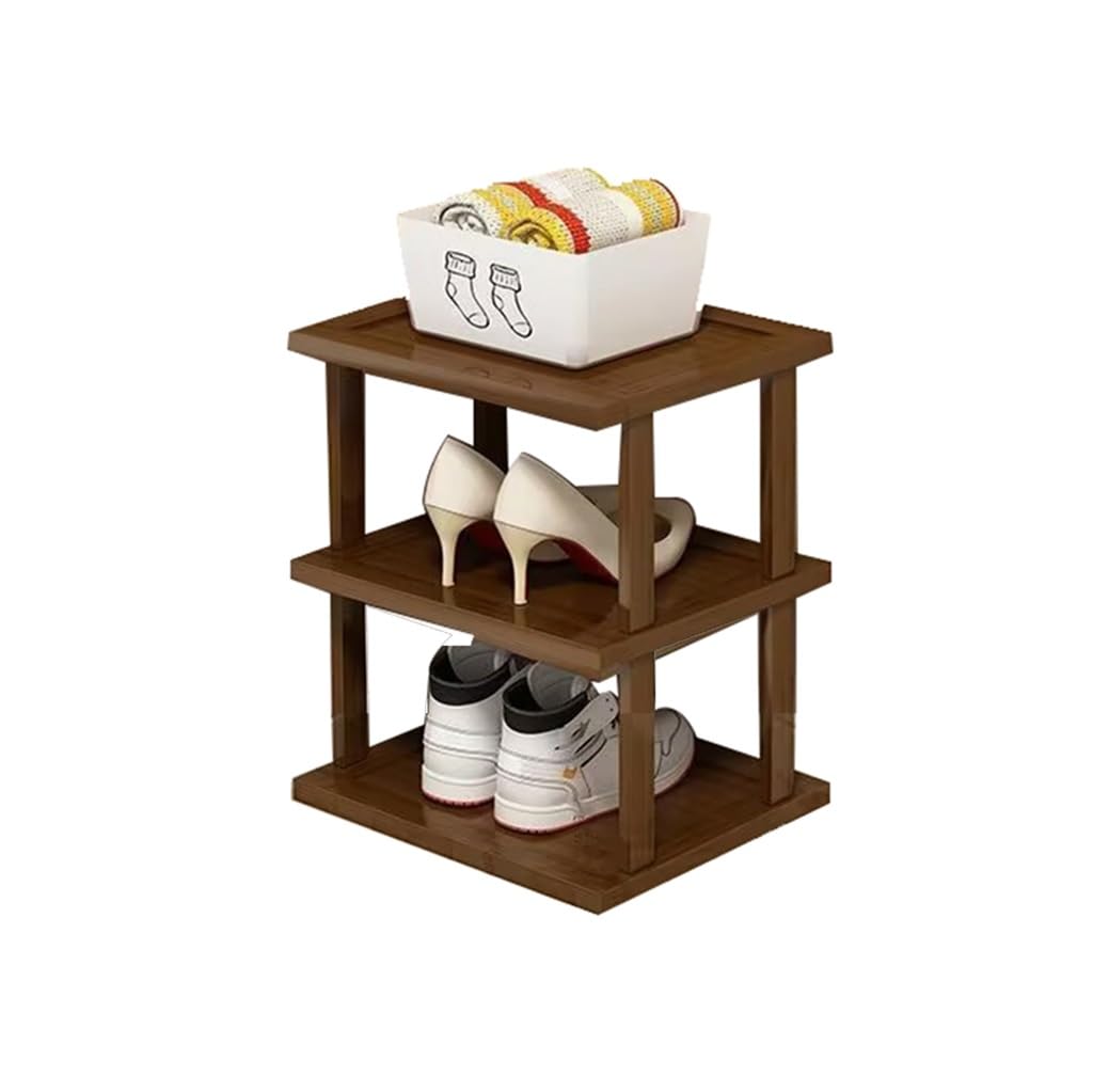 WHGURVH SpaceSaving Corner Shoe Rack 4Tier Wooden Shoe Tower Freestanding Entryway Orga Easy Assembly No Tools Required Slim Design for Small Spaces(3tier)
