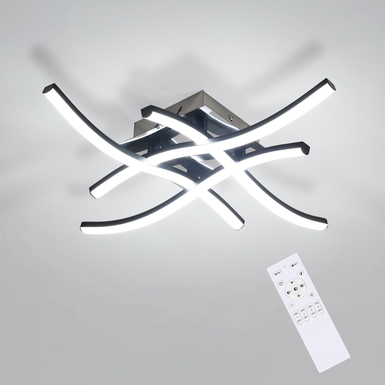 Comely LED Ceiling Light, Black, 28 W, 3200 lm, Flat Dimmable with Remote Control, 3000 K - 6500 K, Modern Ceiling Lighting for Living Room, Childrens Room, Cafeteria