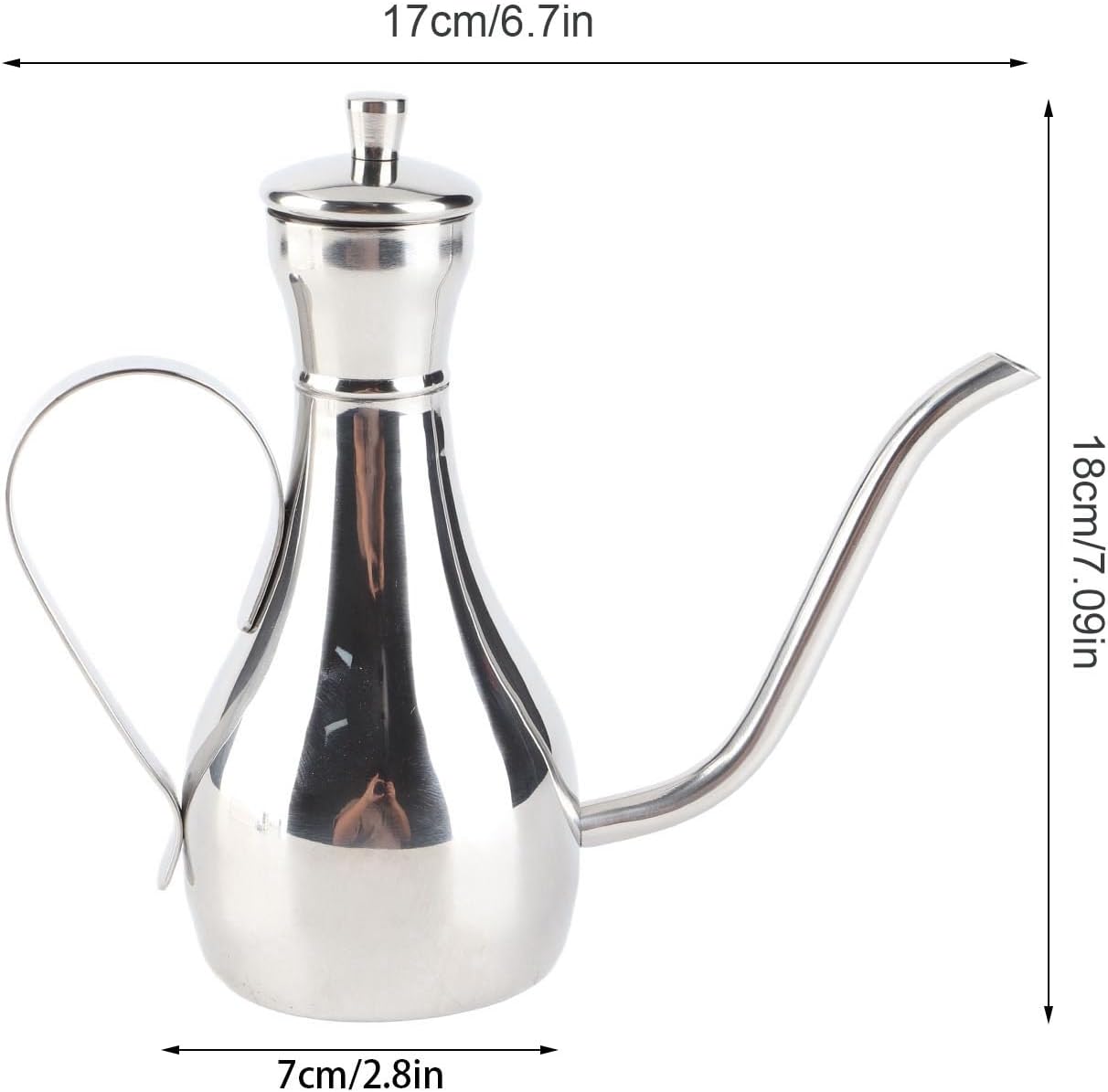 Jenngaoo Stainless Steel Oil Bottle 350ml Kitchen Oil Pot with Curved Spout