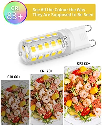 wowatt G9 LED Bulbs Dimmable Cool White 6000K, 10 Pack, 4W G9 LED Light Bulbs Equivalent to 40W G9 Halogen Bulbs, No Flicker LED G9 Bulbs ,400LM, CRI83, AC 220-240V