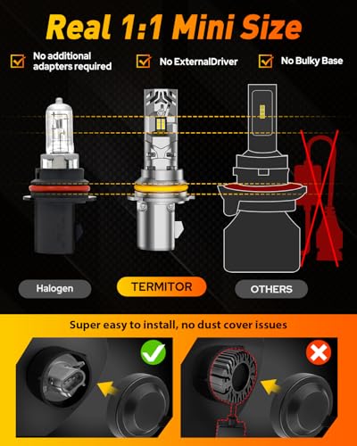Image of FAHREN Termitor 2026 Upgraded HB5 /9007 LED Bulbs, 50,000LM 12X Ultra-Bright, 1:1 Halogen Size, 6500K Pure White, Plug-N-Play Installation, 80,000hr Lifespan, High /Low Beam, IP68 Waterproof, Pack of 2