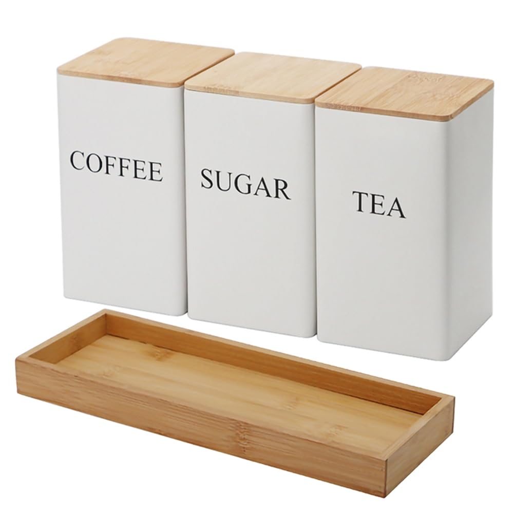 CTRLZS Kitchen Storage Box with Lid, Metal Tea Coffee Sugar Storage Jar, Countertop Food Container Box, Tea Jar Snack Jar B