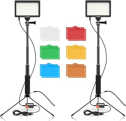Amazon Fositan 撮影用ライト 5600k 調光可能 Usb 2パック カラーフィルター 撮影照明ライト ビデオライト 照明キット 多機能ライトスタンド 照明 撮影 Ledライト 生放送 Youtubeビデオ撮影 スタジオライト 写真撮影照明対応 初心者向け 日本語説明書 Fositan 定常