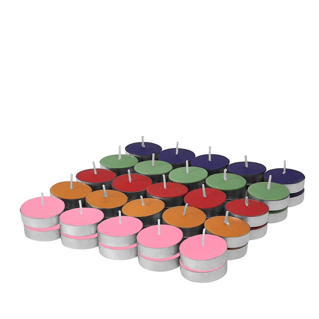 Amba Trading Company Unscented Wax Tealights Candles Smokeless Candles Burning time Approx 2.5 Hour (Multicolor, Pack of 30)