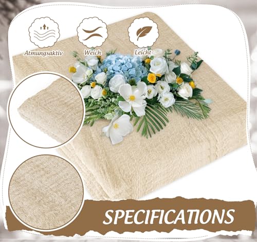 Anstore Beige Cheesecloth Table Runner 31"x118",9.8FT Long Gauze Table Runner,80×300cm Sheer Boho Tablecloth for Wedding Reception Sheer Bridal Baby Shower Party Banquet Dining Table Decoration Fabric - Cosy Home Interiors Anstore Beige Cheesecloth Table Runner 31"x118",9.8FT Long Gauze Table Runner,80×300cm Sheer Boho Tablecloth for Wedding Reception Sheer Bridal Baby Shower Party Banquet Dining Table Decoration Fabric - Image 7