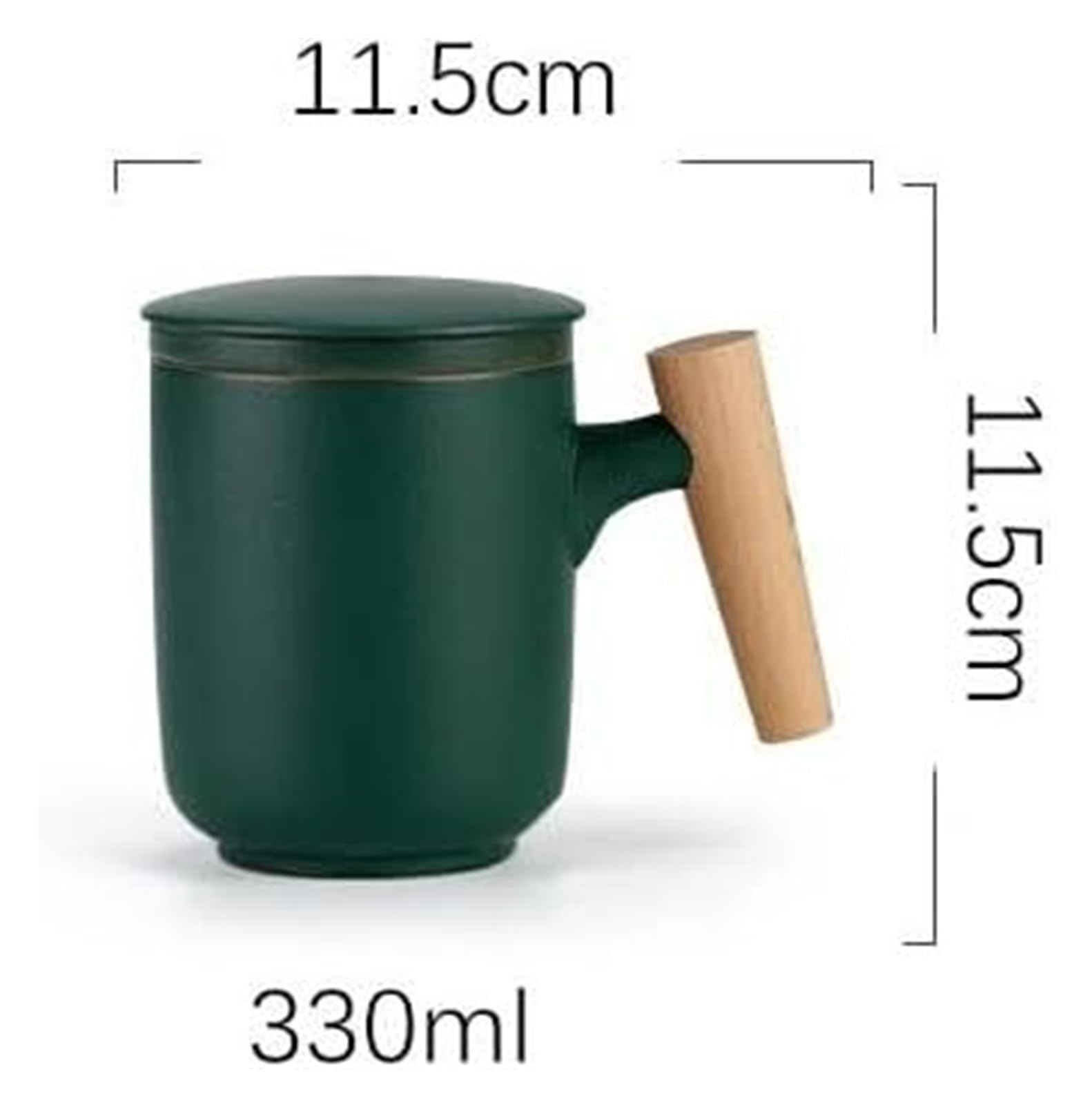 TASSES, Tasse avec Couvercle Tasse à Thé Filtre en Céramique 330ml, Utilisation au Bureau avec Couvercle, Tasse, Tasse de Séparation de Thé Tasse Infuseur à Thé(Malachite Green)
