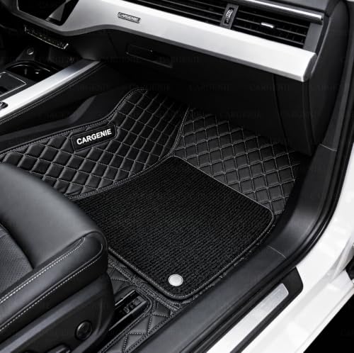 Image of 7D Car Floor Mats for Mahindra 3XO EV | Black Silver | Waterproof | Anti-Slip | PU Leather | Full Coverage | All Weather | Custom Fitted 7D Car Foot Mats