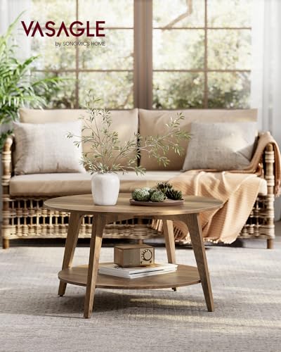 Table Basse Ronde 2 Niveaux Ø80 Marron Miel VASAGLE