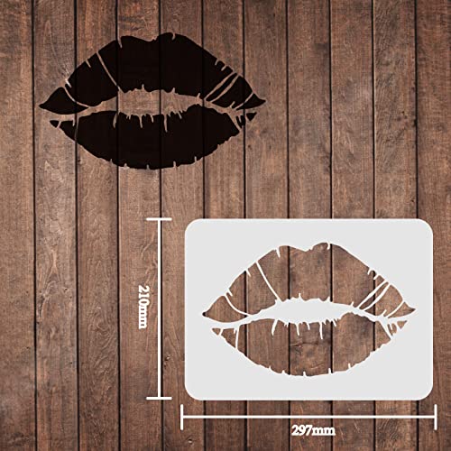 FINGERINSPIRE Lips Drawing Painting Stencils Templates 29.7x21cm Plastic Stencils Decoration Rectangle Reusable Stencils for Painting on Wood Floor - Image 2