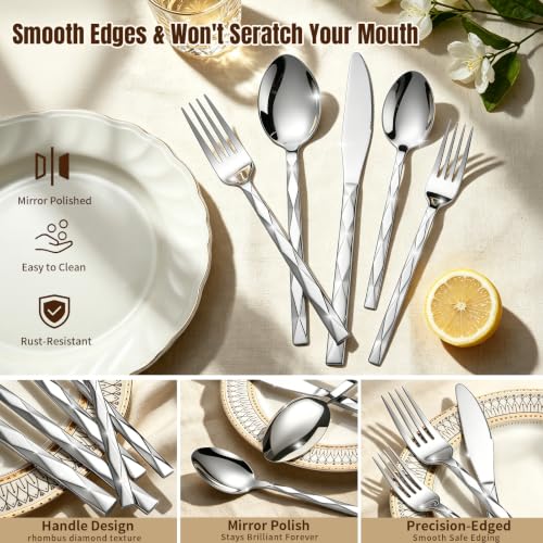 20-Piece 18/0 Silverware Set, Stainless Steel Flatware Cutlery Set for 4 - image 5