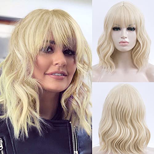 TANTAKO® Mujer Corta Rubia Bob Pelucas Peluca Sintética Ondulada Para mujer Peluca De Disfraz De Halloween Cosplay (Rubio # 0323) Cover