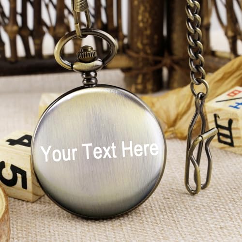 Image of Men's Mechanical Hollow Rudder Design Hand Wind Pocket Watch Roman Numerals Steampunk with Chain Box