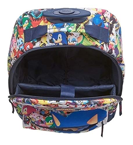 Mochila Infantil Menino Escolar Sonic Rodinha Trolley Grande