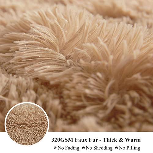 Xege Plush Faux Fur Throw Blanket, Camel Luxurious 50X60 Shaggy Furry Blanket Throw, Fluffy Microfiber Velvet Couch Blanket, Ultra Soft Fuzzy Office Throw, Winter Fall Lap Blanket For Sofa Bed Camel #TOP4