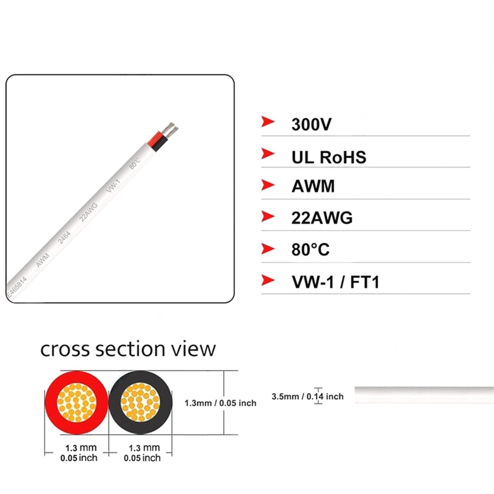 Cable de extensión de luz LED for jardín de 2 pines, cable eléctrico negro con aislamiento térmico de 300V, 3A, 20AWG, for lámparas de automóviles y bicicletas Conectores(Negro,30 Meters)