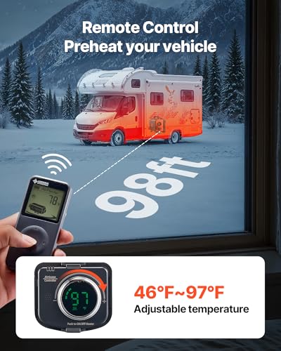Image of VEVOR Diesel Heater 8KW, DC 12V /24V, All in One Portable Diesel Air Heater with Remote Control and LCD Screen, Fast Heating Low Noise, 1.2 Gal Fuel Tank for Trucks, Vans, RVs, Campers, and Garages
