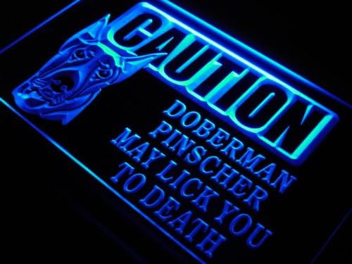 ADVPRO s179-b Caution Doberman Pinscher Lick Neon Light Sign