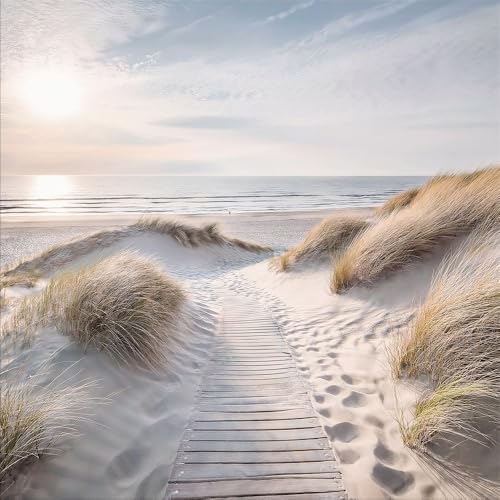 artissimo, Glasbild, 30x30cm, AG5607A, Landschaft/Natur: Strand und Meer II, Bild aus Glas,...