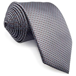 S&W SHLAX&WING Krawatten für Herren schmale Krawatte grau silber rot Jacquard gewebt für große und große Männer