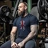 GYMTIER Spartan Helmet Union Jack Men's Gym T-Shirt Bodybuilding Training Workout Lifting Top Clothing, Navy, XXL #1