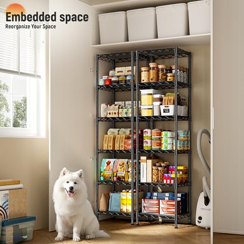 Image of DurayLoly 6 Wire Shelving Metal Shelves Storage Rack:Adjustable Storage Shelves Standing Shelf Units and Narrow Shelf for Laundry Bathroom Kitchen Pantry Closet Office 15.8 inch w*11.8 inch D*63 inch H