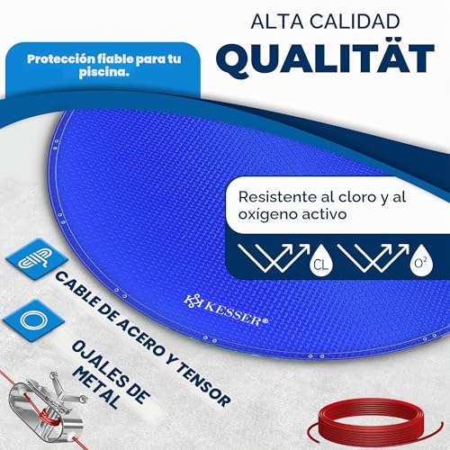 Miniatura 3 de Kesser Cubierta Solar Para Piscina Redonda, Diámetro De 366 Cm, Lona De Piscina De 200 G M , Material De Polietileno, Incluye Cuerda De Acero Tensor De Cuerda Con Ojales, Cubierta De Lona Solar