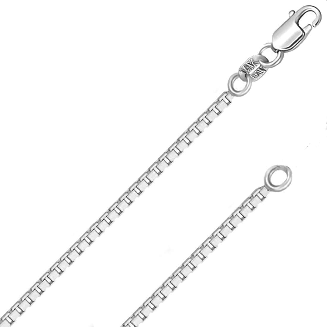 14K Solid White Gold 1.2 MM Italian Diamond Cut Box Chain Necklace gold chain for women Men