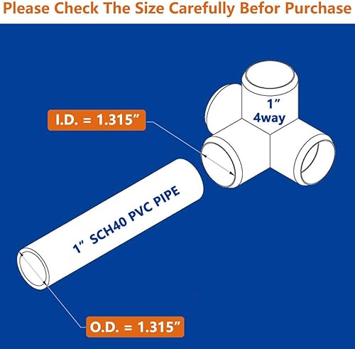 Miniatura 33 de Accesorios de PVC de 1 pulgada de cruz de 4 vías (paquete de 4) grado para muebles, conector de codo, resistente para muebles de bricolaje, marcos
