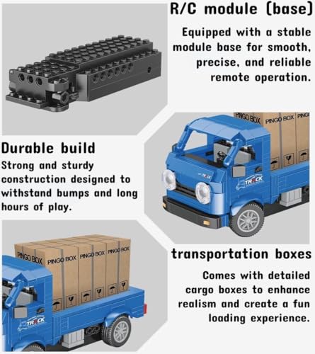 Image of RC Building Block Truck Toy (267 PCS) | 2.4GHz Remote Control Cargo Truck with Rechargeable Battery | DIY Construction Vehicle Set with Rubber Wheels | Educational STEM Toy for Boys Girls 6+ Years