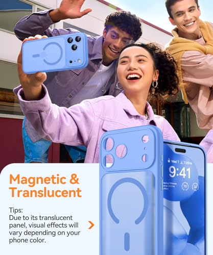 Image of CANSHN Magnetic Compatible with iPhone 17 Pro Max Case, Upgraded [Full Camera Protection] [Compatible with Magsafe] [Translucent Matte] Shockproof Protective Phone Cover 6.9 Inch - Ultramarine