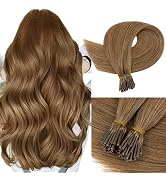 Benehair I Tip Hair Extensions Human Hair 16 Inch Cold Fusion Hair Extensions #6 Light Brown Pre ...