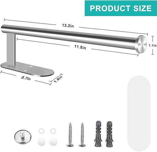 Miniatura 8 de MGahyi Soporte de pared para toallas de papel, autoadhesivo o perforado debajo del gabinete, cocina, estante de rollo de toallas de papel de acero