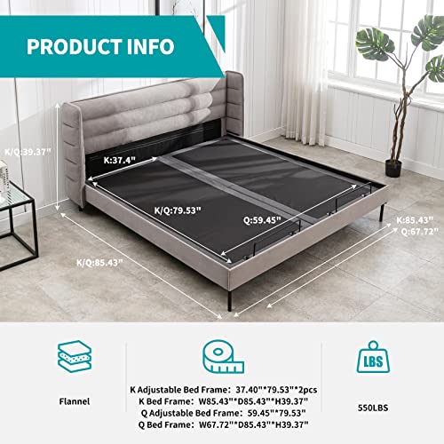 Balus Electric Adjustable Upholstered Bed Frame, Head And Foot Incline, Zero Gravity, Anti-Snore, Platform Frame Compatible, Wireless Remote Intelligent Bed, Queen, Light Grey #TOP1