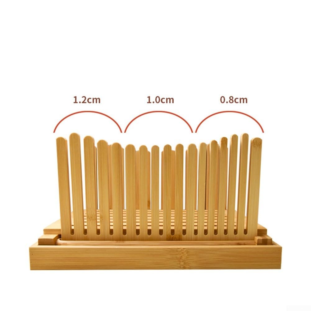 DAZZLEEX Cortador de pan de madera, tabla de cortar pan plegable de madera con bandeja para recoger migas para pan, tostadas（Wave)