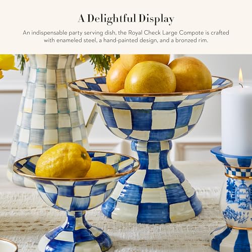 MACKENZIE-CHILDS Enamel Compote, Large, Blue-and-White Royal Check by MACKENZIE-CHILDS - Used condition - Image 2