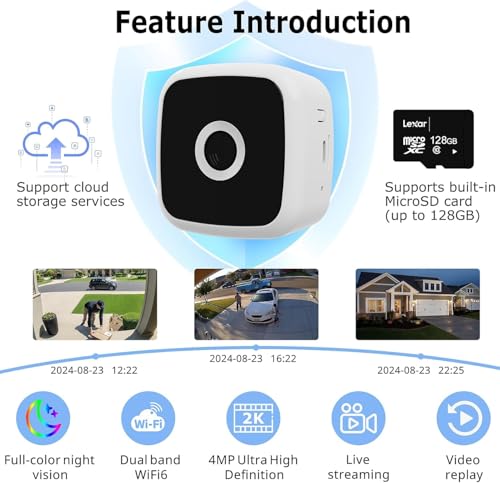 Image of SOIADV 2.5K Window Camera Wireless,No-Drill Install,2.4GHz & 5GHz WiFi Indoor Cameras for Home Security,AI Human Detection, 6s Pre-Roll, Battery Powered,4MP Color Night Vision,SD /Cloud