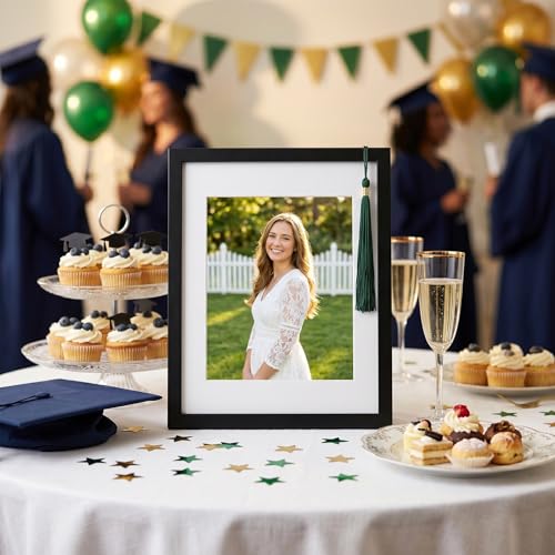 Image of Fixwal 8x10 Picture Frame Set of 6 with Shatter Resistant Plastic Cover, Thin Border and Light Weight Photo Frames for Wall or Tabletop Display, Black