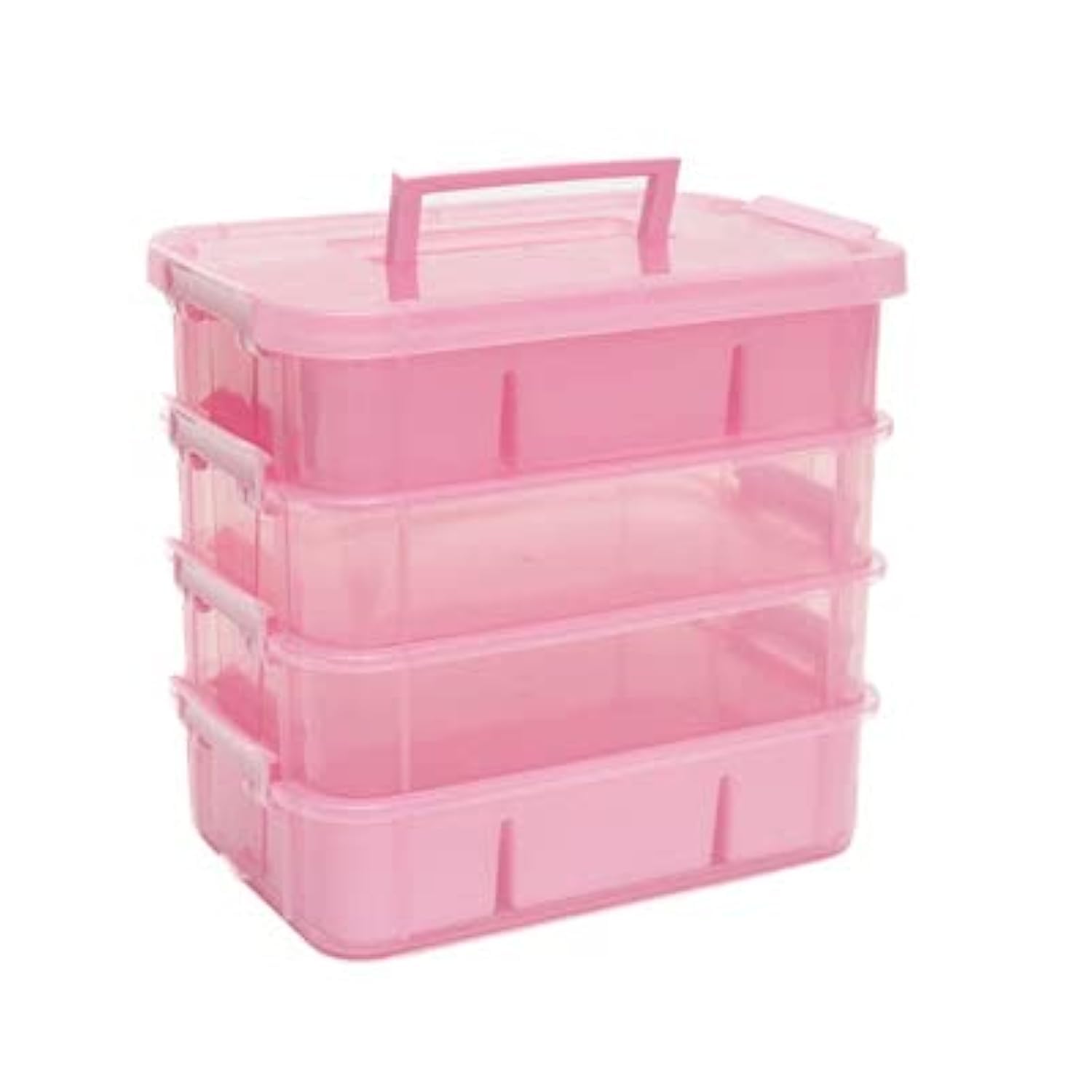 Everything MaryPlastic Craft Storage Organizer Box, Pink - Container for Beads & Supplies - Organizers for Craft, Art, & Painting - Plastic Container Case for Organization