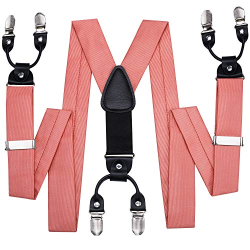 Image of Dubulle Suspender and Bow Tie for Men Paisley Solid Mens Suit Braces Pretied Bowtie and Handkerchief Cufflinks Formal Wedding