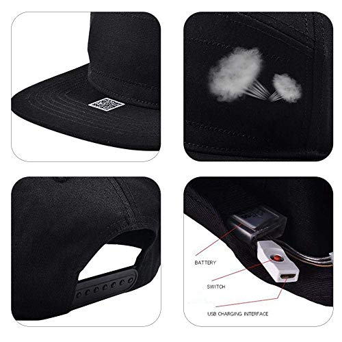 EONYUANGUO LED Light Up Hat, Led Display Hat Cap Cool Hat with Screen Light Waterproof, DIY Editing Hip-hop Flash Cap for Club Party Birthday Christmas, App Controlled (Black) EONYUANGUO LED Light Up Hat, Led Display Hat Cap Cool Hat with Screen Light Waterproof, DIY Editing Hip-hop Flash Cap for Club Party Birthday Christmas, App Controlled (Black)