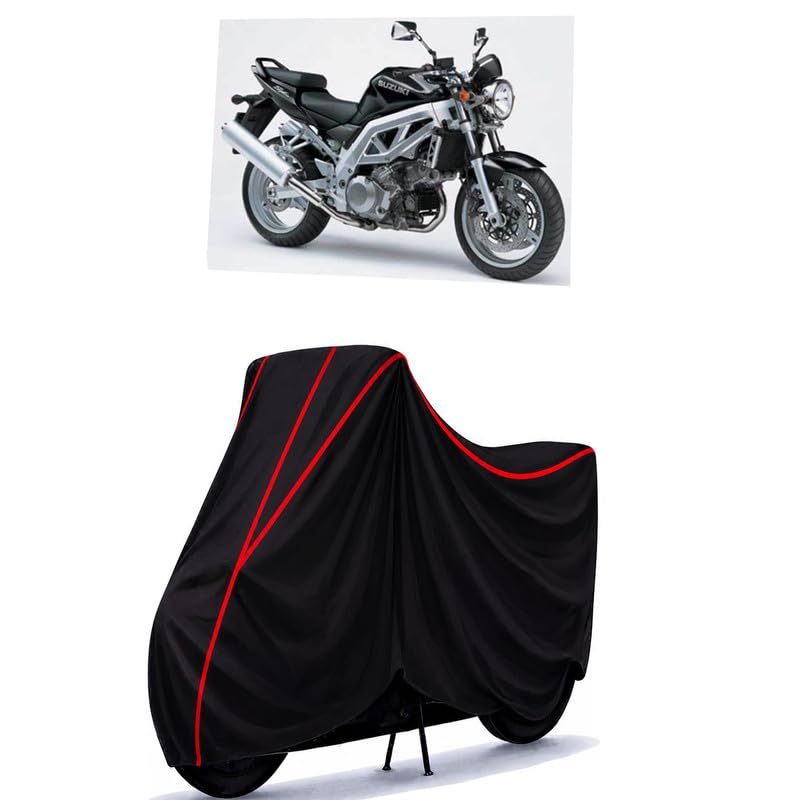 Image of Suzuki sv 1000 BS7 Water Resistant Bike Cover for All Motorcycles & Rain | Heavy Duty Taffeta Fabric | UV Protection, Dustproof, Scratchproof | All Weather Two Wheeler Body Cover with Elastic Bottom