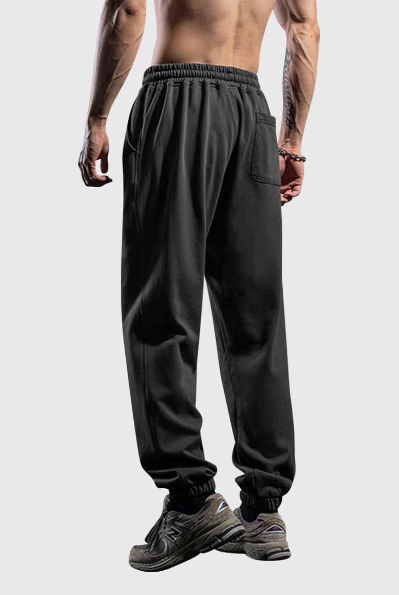 Men's Cotton Sweatpants Loose Fit Baggy Straight Leg Sweat Pants for Men Open Bottom Lounge Yoga Pants with Pockets - Image 4