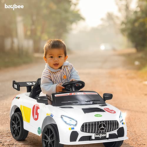 Baybee Kids Rechargeable Battery Operated Car for Kids, Ride on Toys Kids Car with Music, Light & Belt | Baby Big Battery Car | Electric Car for Kids to Drive 1 to 4 Years Boys Girls (White) - Image 2