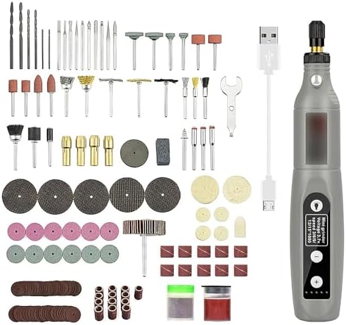 Tiardey Draadloos rotatiegereedschap met 24 accessoires - 3,7 V 5 snelheden 3600-15.000 tpm, USB-oplaadbaar voor doe-het-zelvers