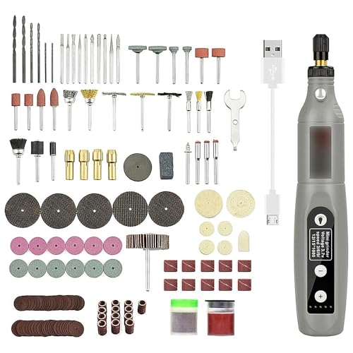 Tiardey Outil rotatif sans fil avec 24 accessoires – Mini meuleuse électrique 3,7 V 5 vitesses 3600-15 000 tr/min, rechargeable par USB pour les travaux de bricolage