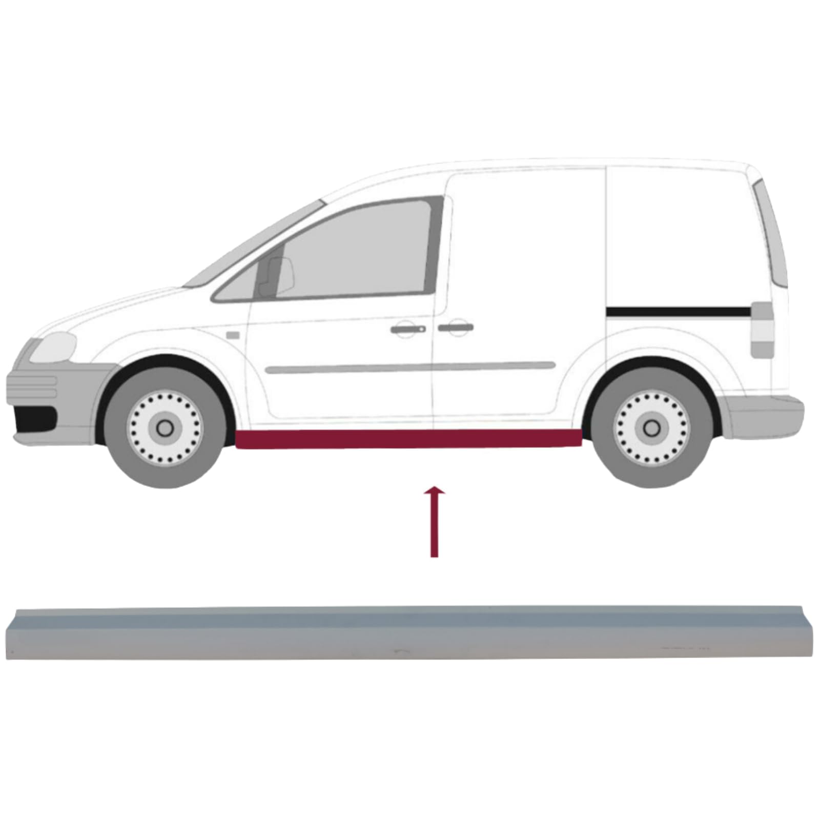 2X Schweller Reparaturblech rechts = Links passend für VW Caddy III/Lift (2K) 2004-2015