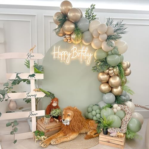 Image of Sage Green and Gold Balloons, Pastel Sage Gold Party Balloons, Eucalyptus Olive Mint Green Balloon for Baby Shower Birthday Engagement Wedding Anniversary Tea Party Round Boho Decorations