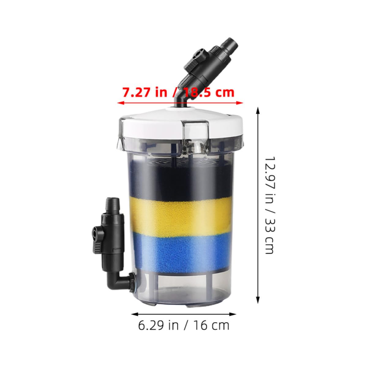 DECHOUS Leiser Wiederverwendbarer Aquariumfilter aus Kunststoff mit 16mm und Auslass Runder Kleiner Aquarienfilter für Aquarium und Frontgrasbecken