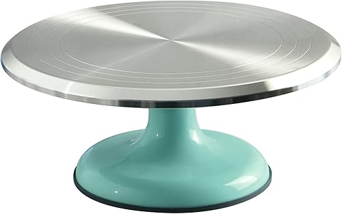 Miniatura 2 de Cake Turntable Stable Revolving Decorating Stand 10 Inch for Chefs with Aluminum Alloy Base (Blue)