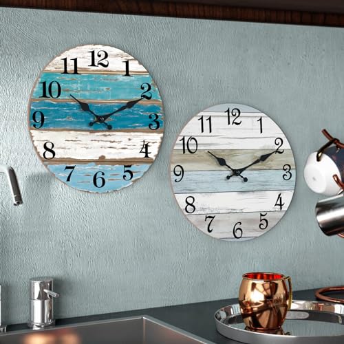 CHYLIN Wall Clock 10" Beach Battery Operated Silent Non-Ticking Coastal - image 9